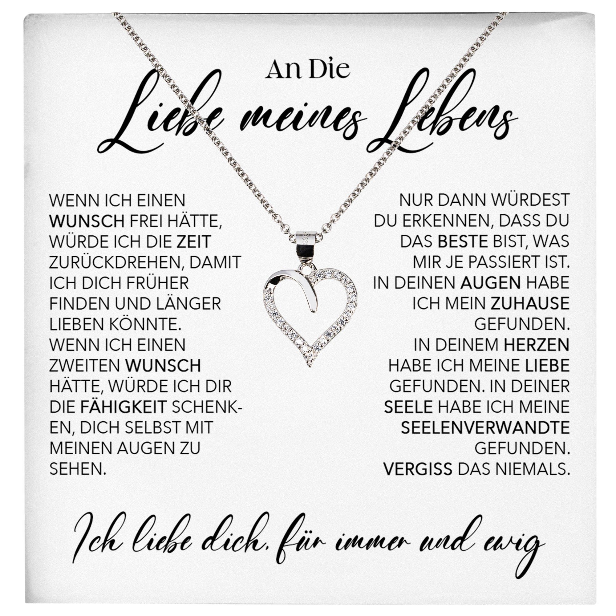 Schmuckset Liebe Meines Lebens Frauen Geschenk Herz Halskette Damen Collier V-Tag