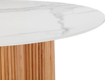 elbgestoeber Couchtisch Elblamelle, Untergestell in Lattenoptik, Tischplatte, Durchmesser 79,5 cm