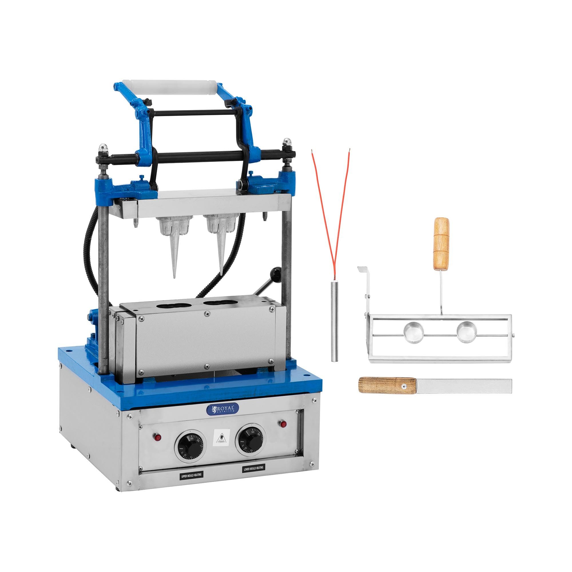 Royal Catering Waffeleisen Eiswaffel Maker Hörncheneisen bis 120 Eis-Waffelhörnchen/h 74x124 mm, 4200 W