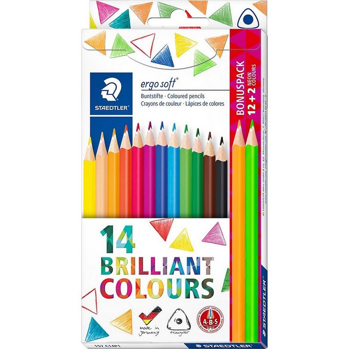 STAEDTLER Buntstift Dreikant-Buntstifte ergo soft 12 & 2 Farben