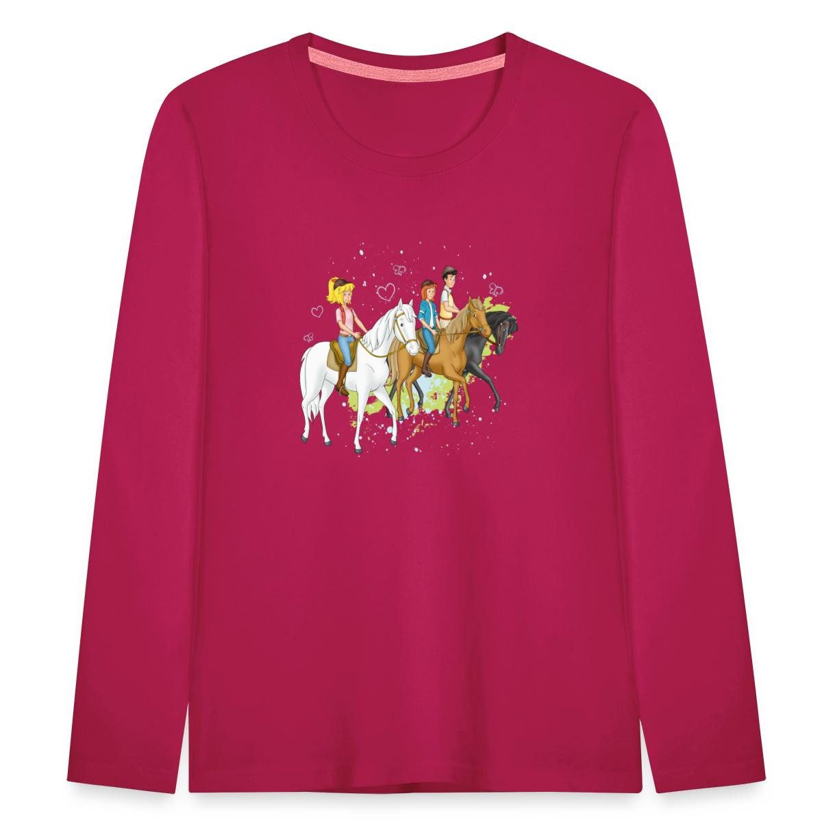Spreadshirt T-Shirt Bibi Und Tina Ausritt Mit Alexander Falkenstein Kinder Premium Langarm (1-tlg)