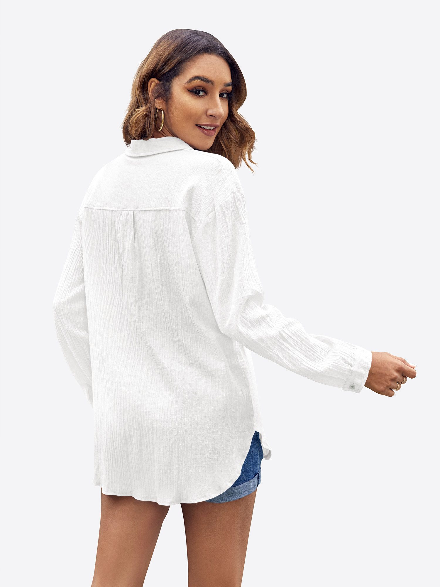 Imily Bela Blusenshirt Damen Baumwollgaze Oberteile (Packung, 1-tlg., 1per-Pack) aus Baumwolle