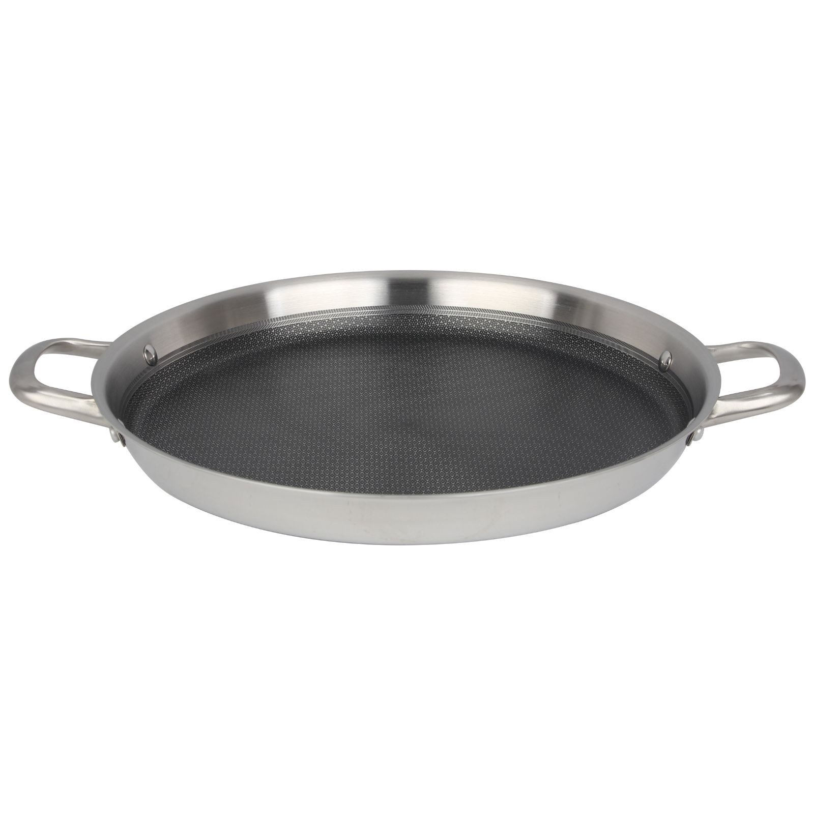 4BIG.fun Servierpfanne Paellapfanne Edelstahl 36 cm Antihaft Induktion, Edelstahl (Paella Bratpfanne mit Griffen antihaft-beschichtet)