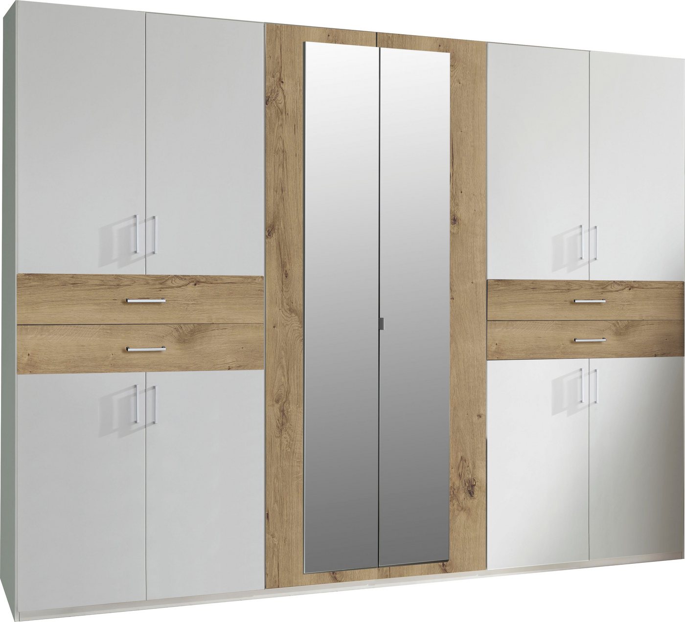 Wimex Kleiderschrank Taiga Kleiderschrank mit Spiegel mit Schubladen auf bequemer Höhe, Garderobe Schlafzimmerschrank