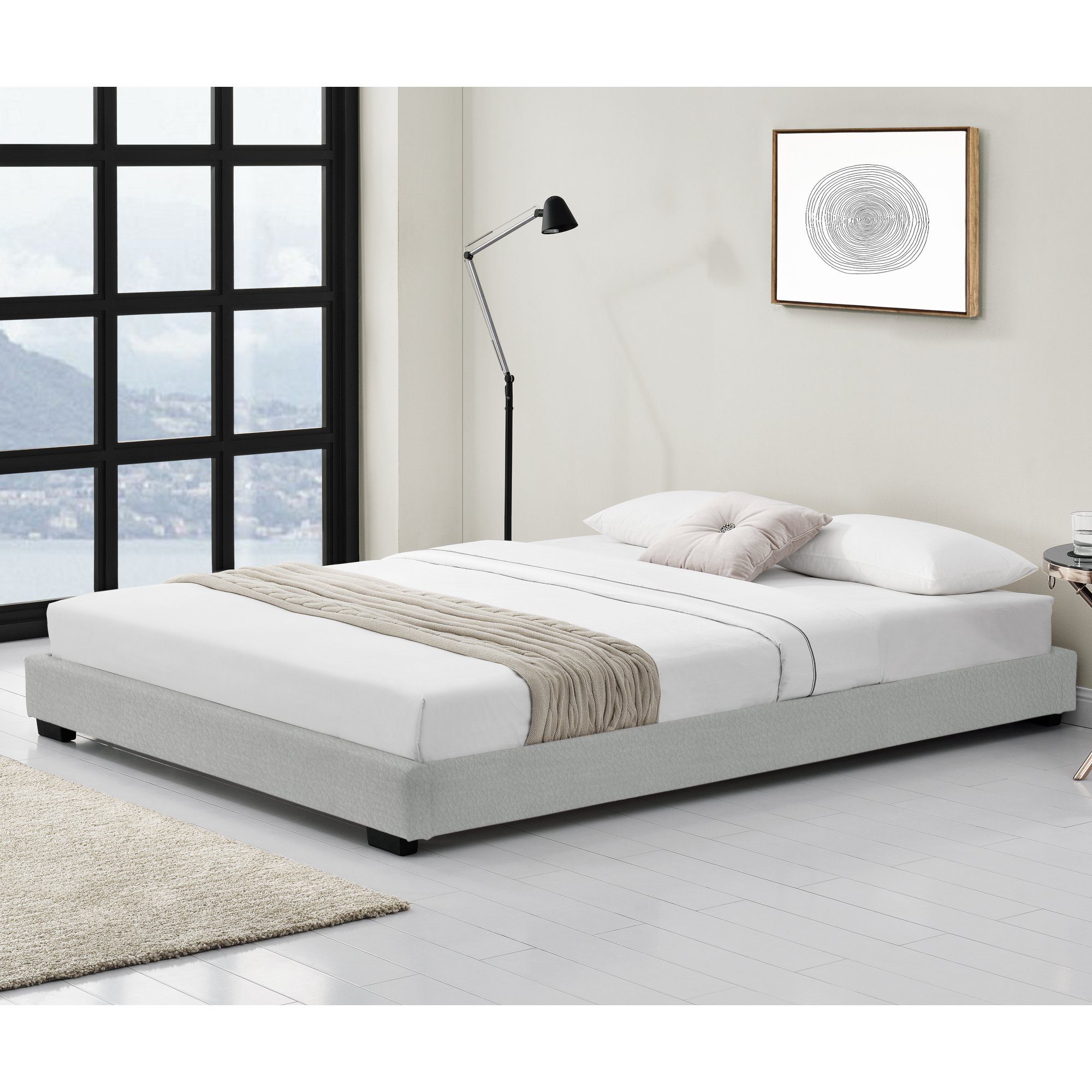 Corium Polsterbett, »Masari« Modernes Bett 140x200cm mit Lattenrost weiß Kunstleder