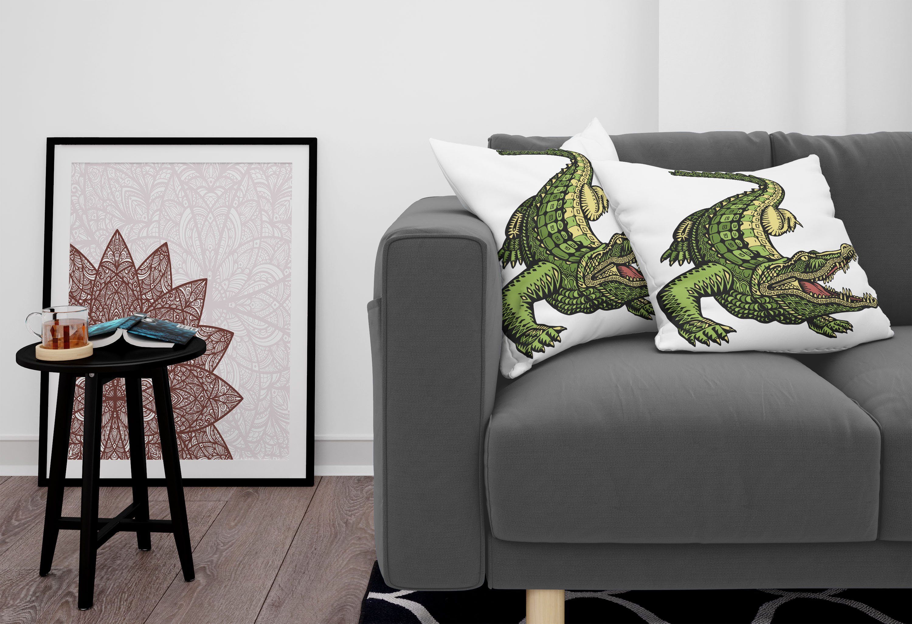 Alligator Krokodil Stück), Accent detaillierte Kissenbezüge Modern (2 Doppelseitiger Digitaldruck, Abakuhaus