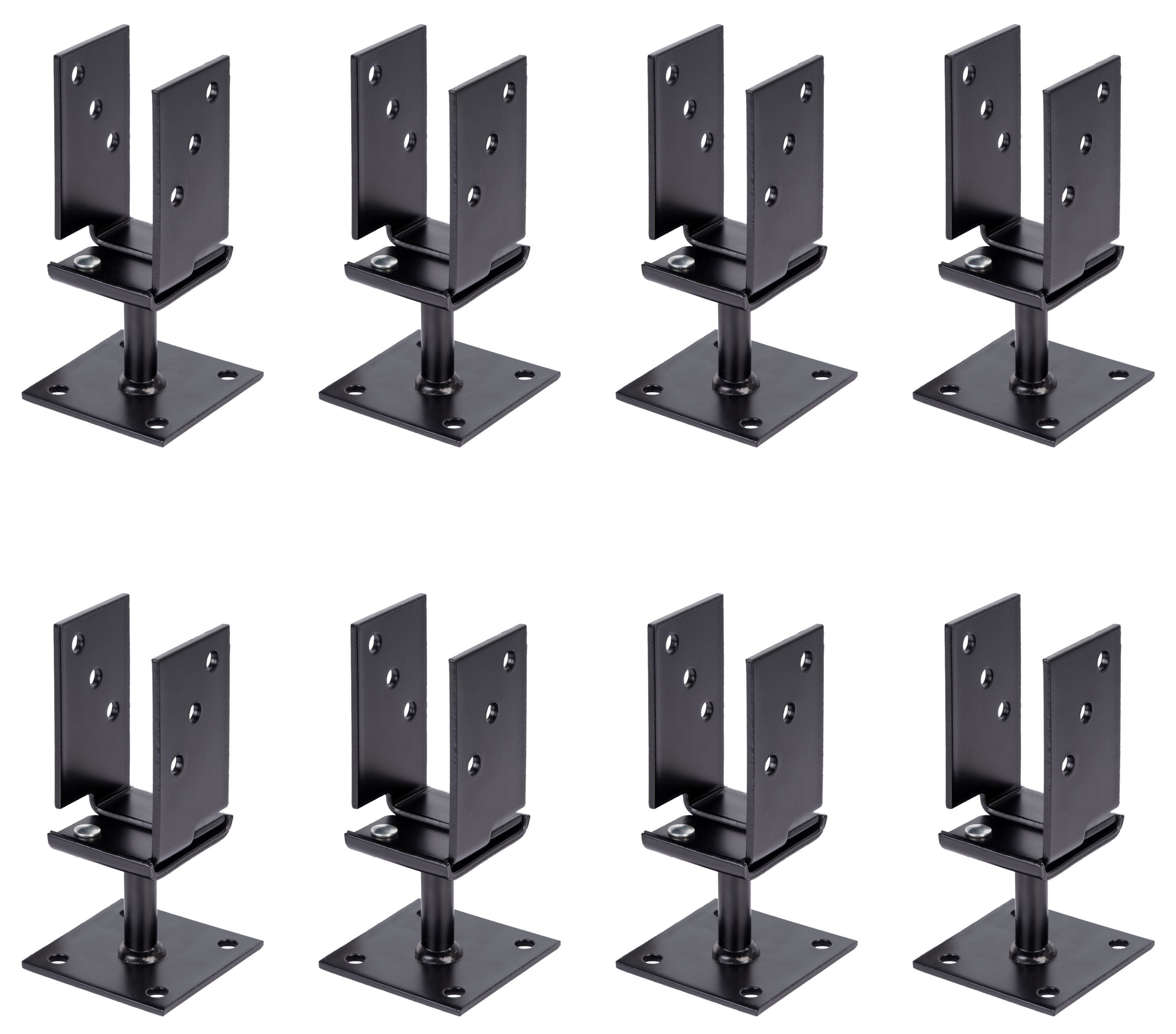 Alberts Pfostenträger U-Pfostenträger,vst,Typ375,sw,zA71-131 Bundle-Set 8x215552, Alberts U-Pfostenträger im Bundle, zum Aufschrauben, lichte Breite 71