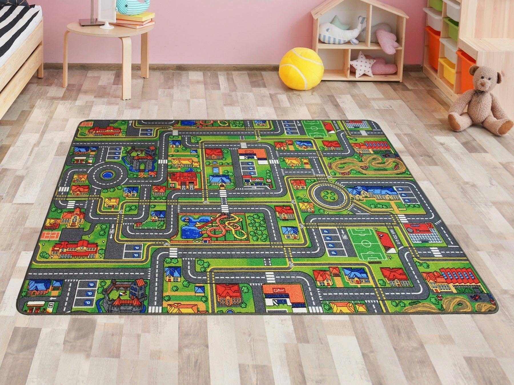 Primaflor-Ideen in Textil Kinderteppich Spielteppich STREETS, Made in Belgium, rechteckig, Höhe: 5 mm, Straßen-Teppich, Straßenbreite ca. 9 cm, Kinderzimmer – Bild 2 von 3