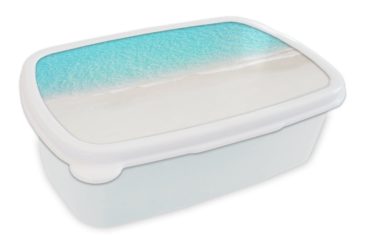 Brotdose, Jungs Strand, (2-tlg), weiß - für Kinder Wasser Mädchen MuchoWow und Lunchbox Kunststoff, Erwachsene, und für Blau - Brotbox