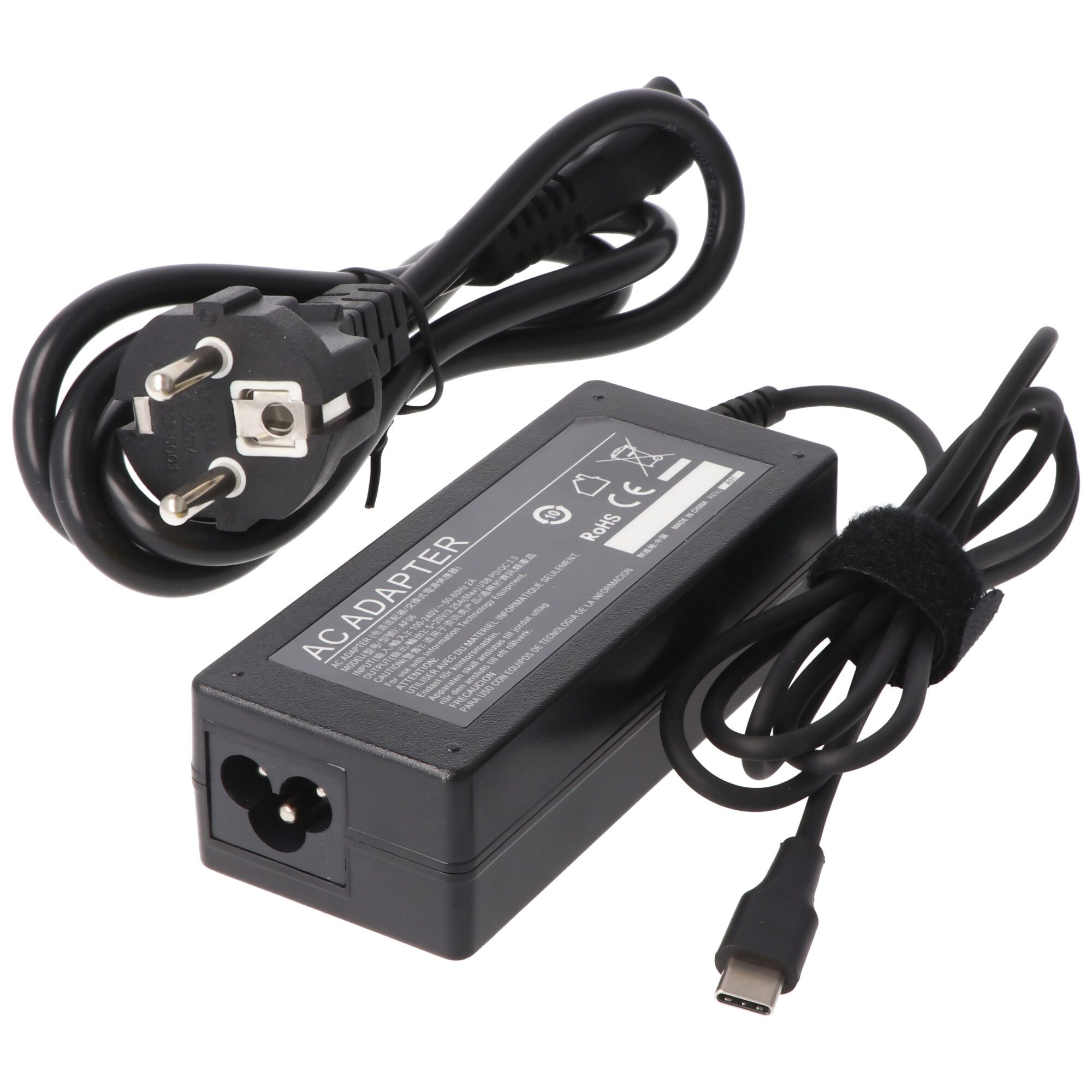 AccuCell USB-C Ladegerät für Laptop mit USB-C Ladebuchse AC Adapter 65W Akku-Ladestation