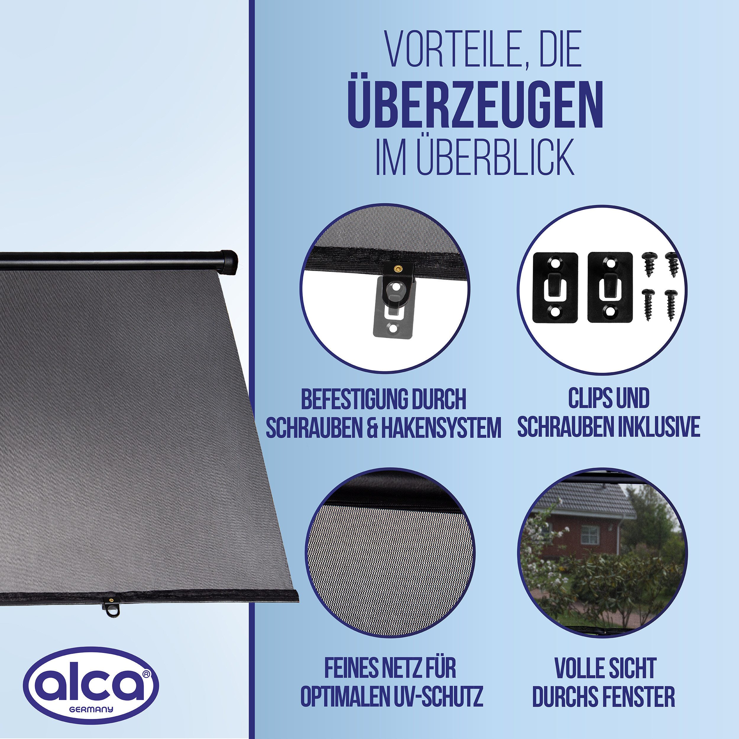 alca Autosonnenschutz Auto-Sonnenrollo 98x55x90 cm Autofenster UV Sonnenschutz, 55 x 2.5 cm, (1-St) – Bild 4 von 5