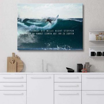 Hustling Sharks Leinwandbild Premium Wandbild als XXL Leinwandbild "Lerne zu Surfen", in 7 unterschiedlichen Größen verfügbar