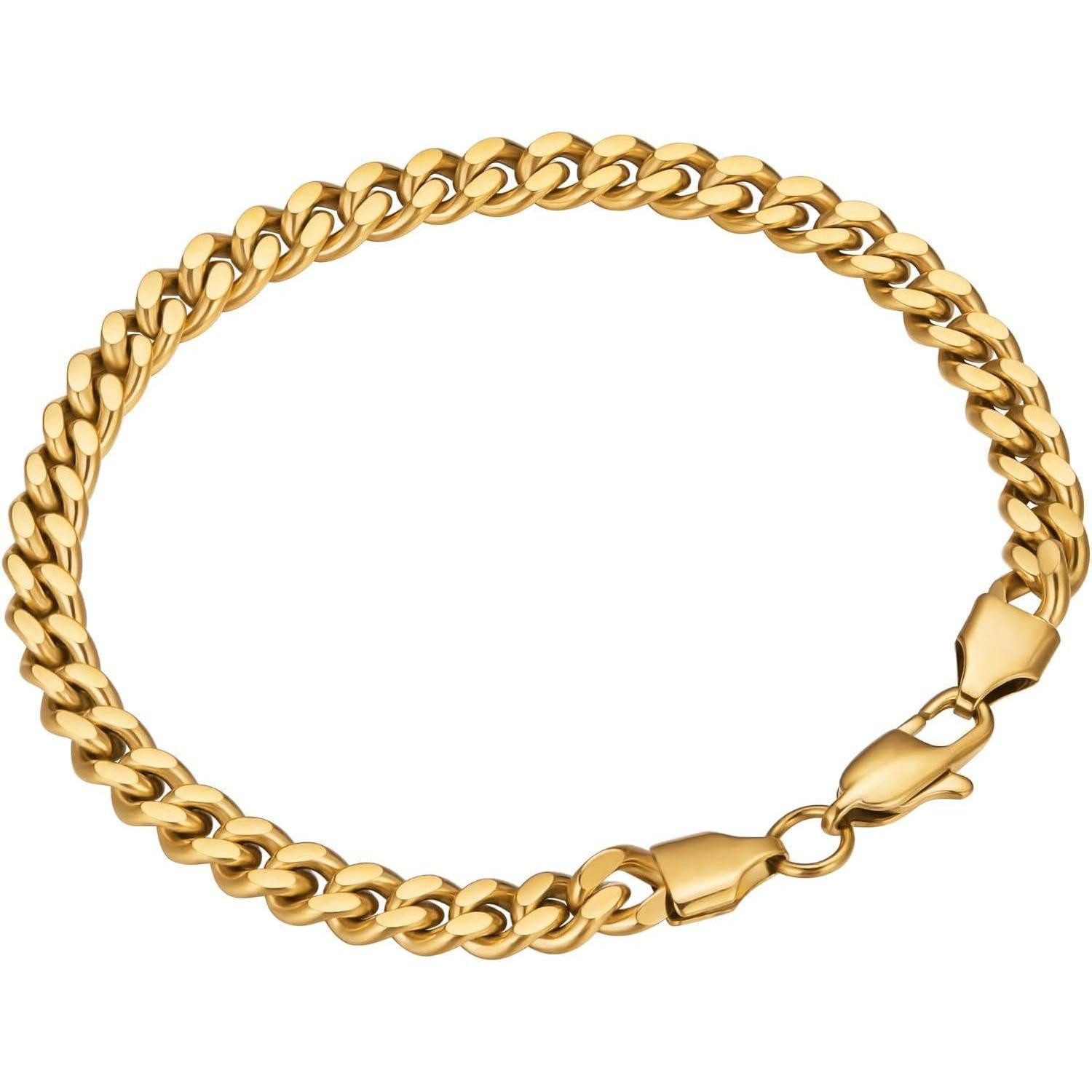 LuxusKollektion Panzerarmband Armband Herren Panzerkette Cuban 18 Karat 6mm Golden 19.05 Zentimeter