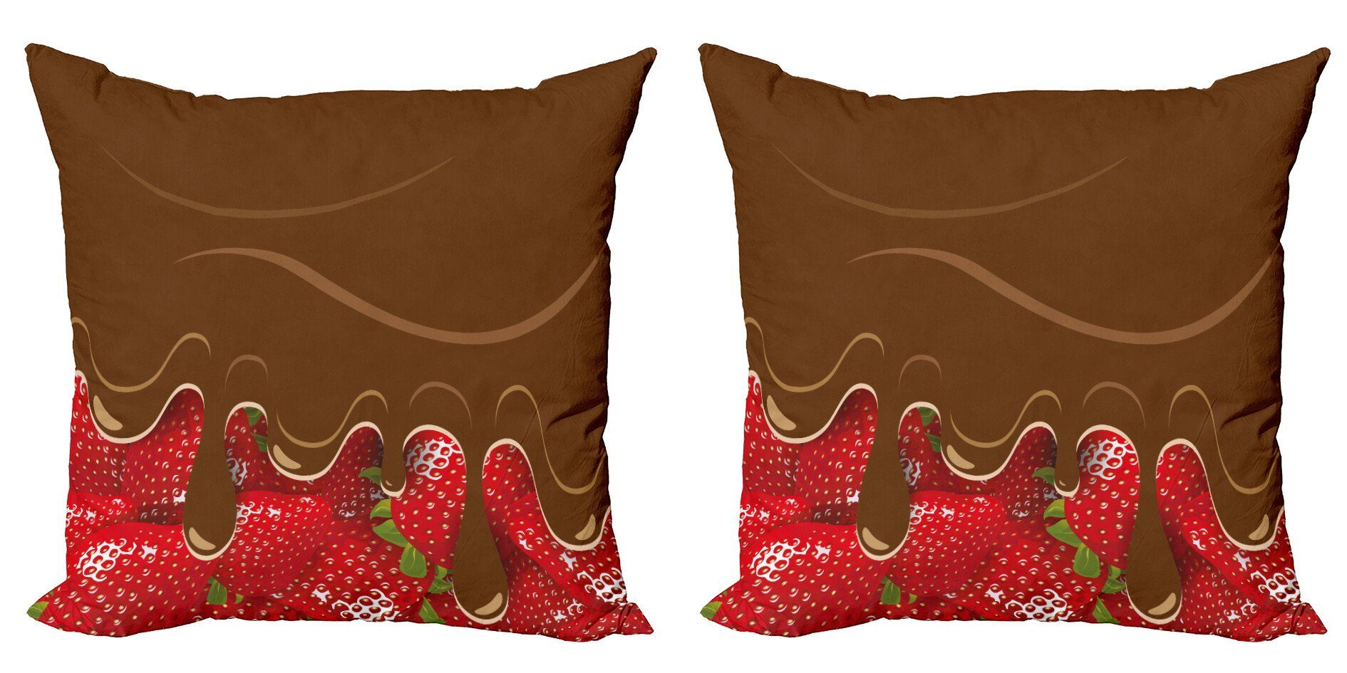 Kissenbezüge Modern Accent Doppelseitiger Digitaldruck, Abakuhaus (2 Stück), Erdbeere Erdbeeren Schokolade
