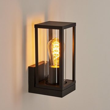 hofstein Außen-Wandleuchte »Besana« Außenleuchte aus Metall/Glas in Schwarz/Klar, ohne Leuchtmittel, Wandlampe aufrecht E27, Wandleuchte mit Lichteffekt