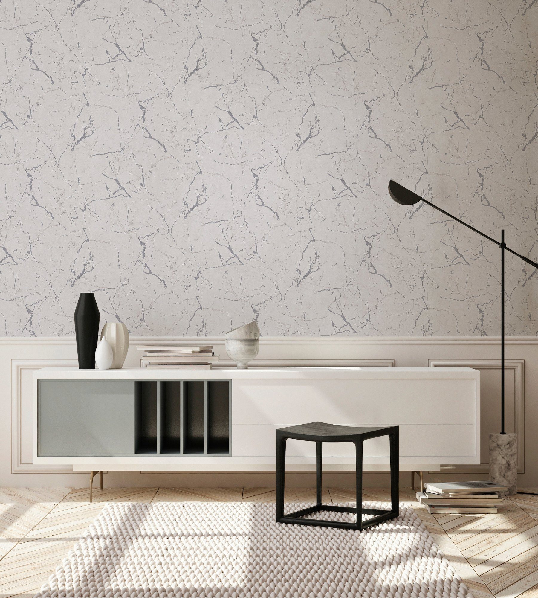 Bricoflor Marmor Tapete Weiß Grau Elegante Vliestapete in Marmoroptik Hell günstig online kaufen