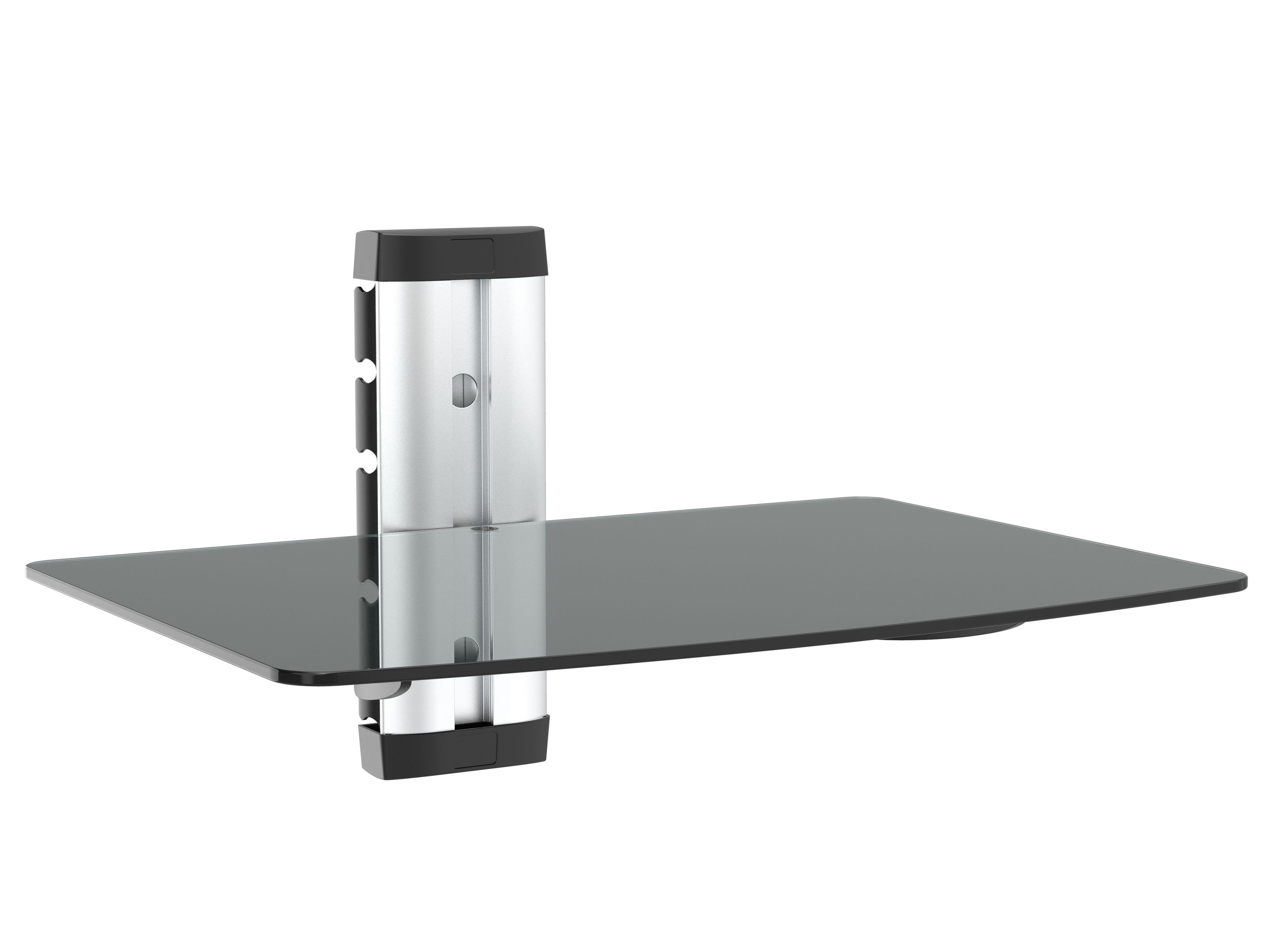 RICOO Halterung Universelle Wandhalterung für HiFi-Geräte Wandregal Glas Rack DVD-S1, (1-tlg., Hifi Rack mit Wandmontage Glasablage Regal für Konsole Wandmontage, Wand Regal aus Glas mit Kabelkanal Glaswandregal Glasplatte 5mm)