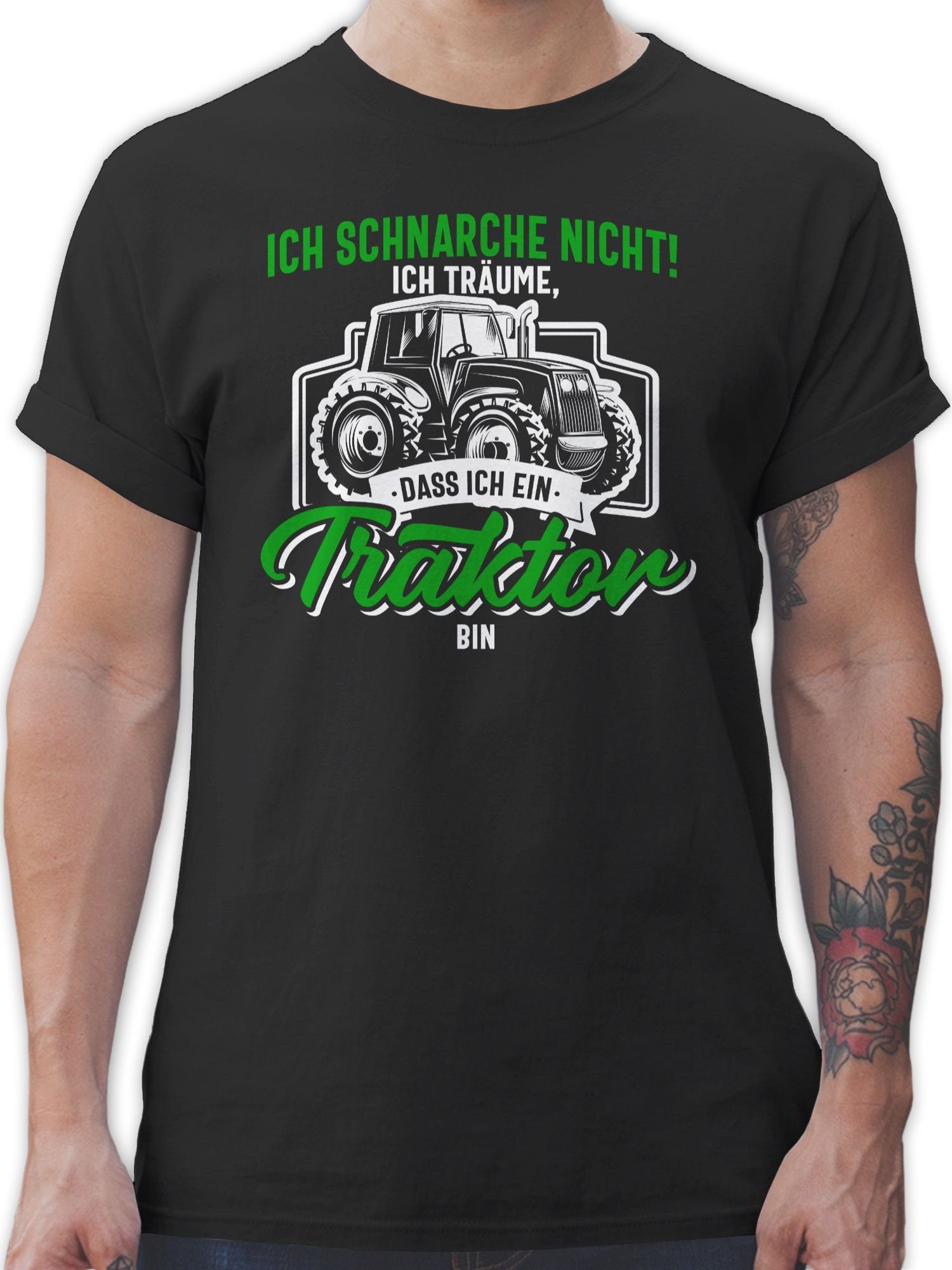 Shirtracer T-Shirt Ich schnarche nicht ich träume dass ich ein Traktor bin weiß bunt Traktor 01 Schwarz