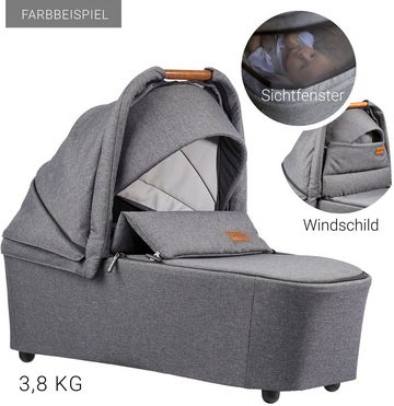 Gesslein Kombi-Kinderwagen FX4 Soft+ mit Aufsatz Life, schwarz/cognac, eisblau, mit Babywanne C3 und Babyschalenadapter