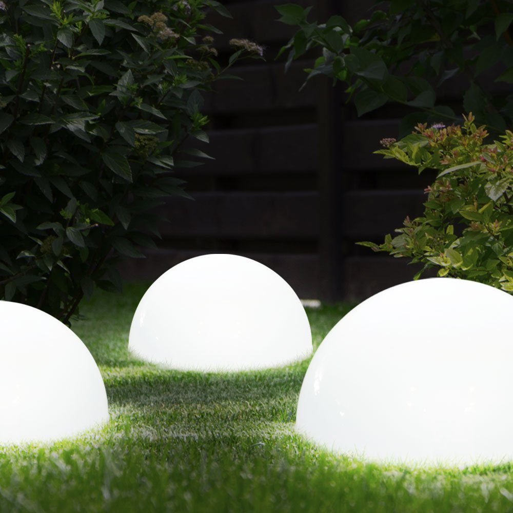 etc-shop LED Garten Rasen 3er Außen Lampen LED-Leuchtmittel Kugelform fest LED Set Solar verbaut, Stand Leuchten Solarleuchte