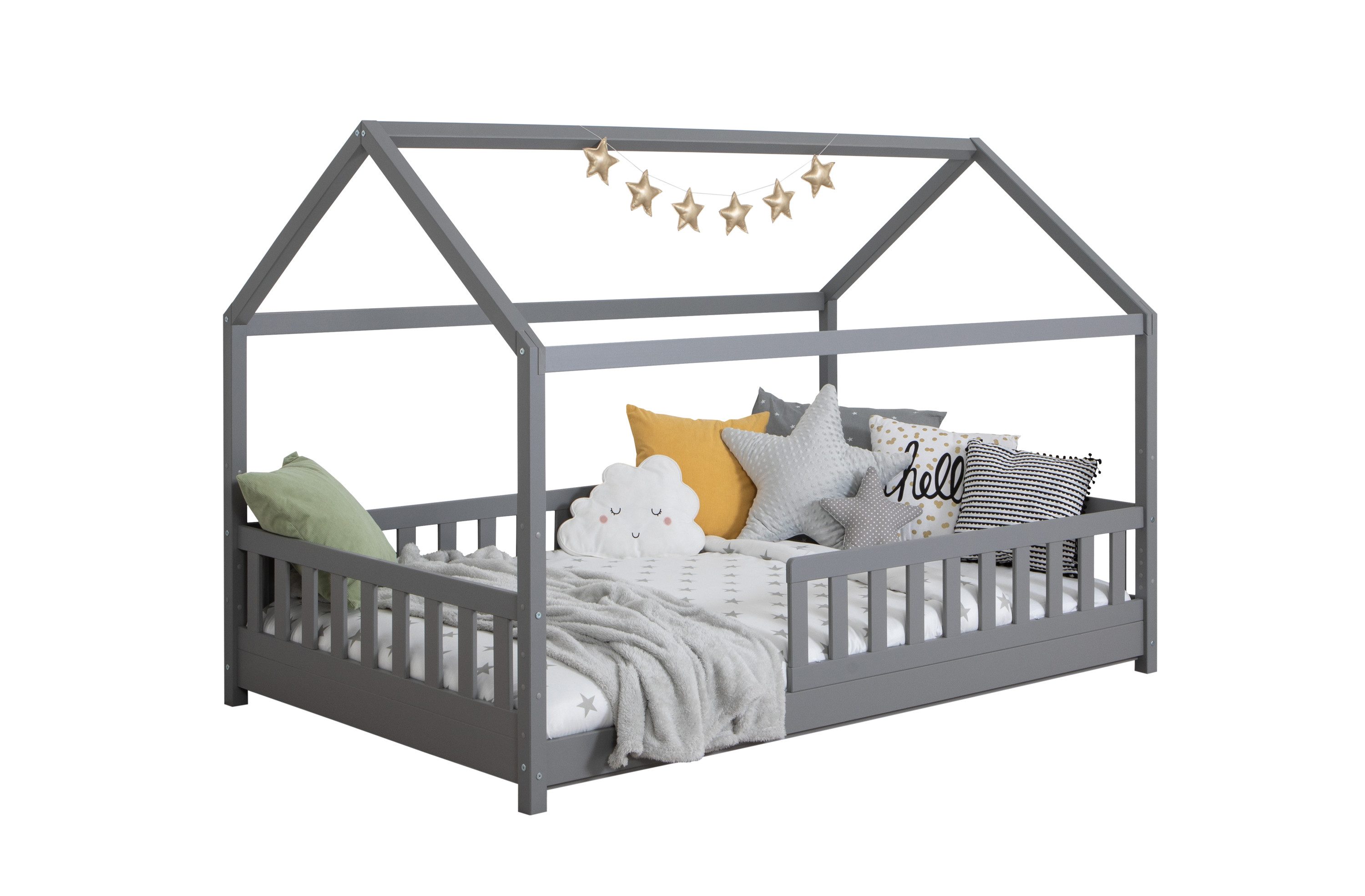 Ticaa Hausbett Kay mit Rausfallschutz aus Kiefer, Kinderbett 120x200, inkl. günstig online kaufen