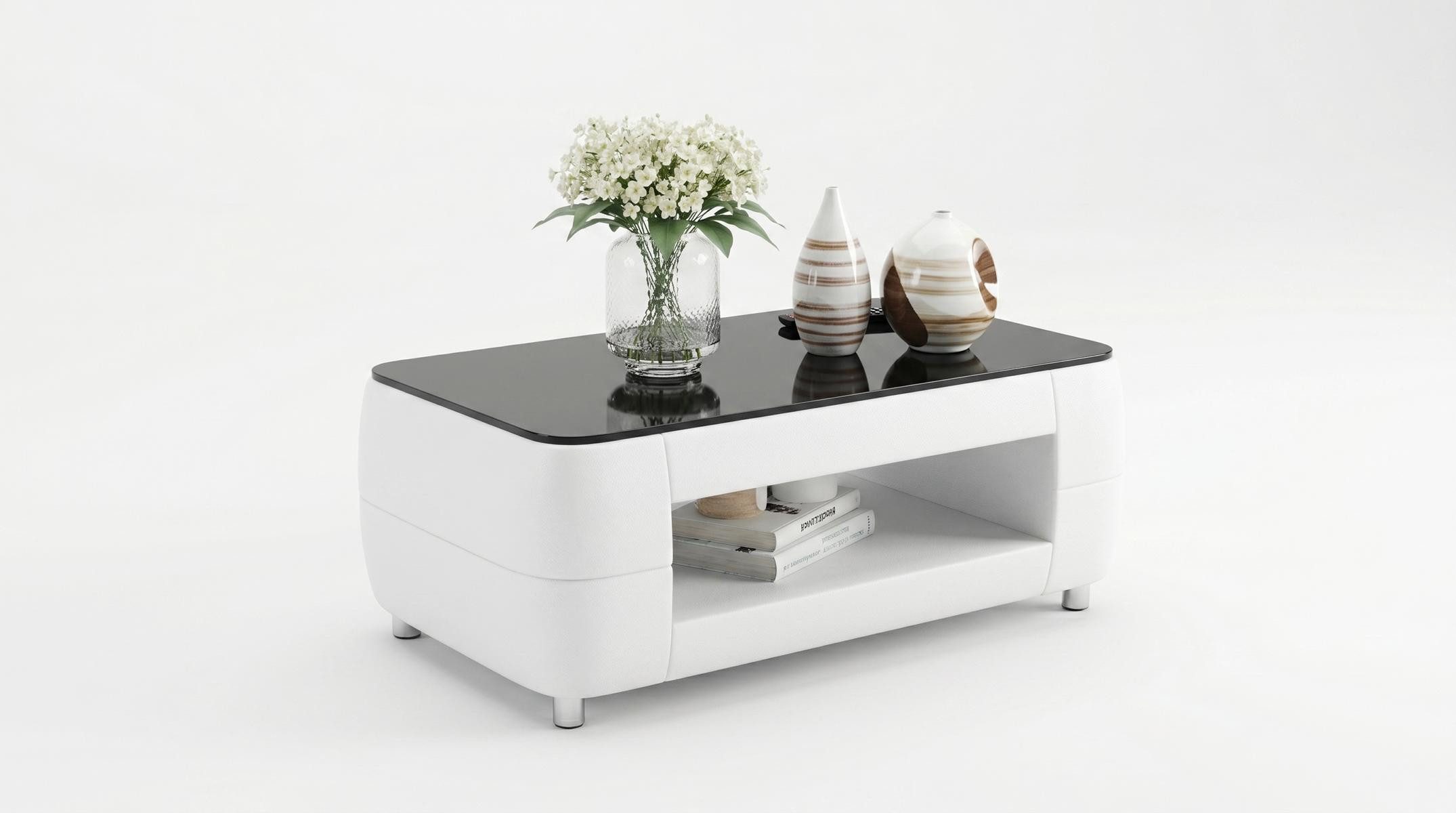 JVmoebel Couchtisch Couchtisch Modern Weiß Schwarz Hochglanz Eleganter Wohnzimmertisch (1-St), Made in Europa