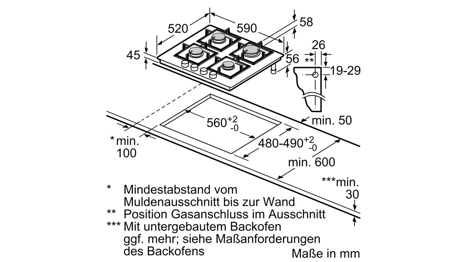 BOSCH Gas-Kochfeld PPP6A6B20