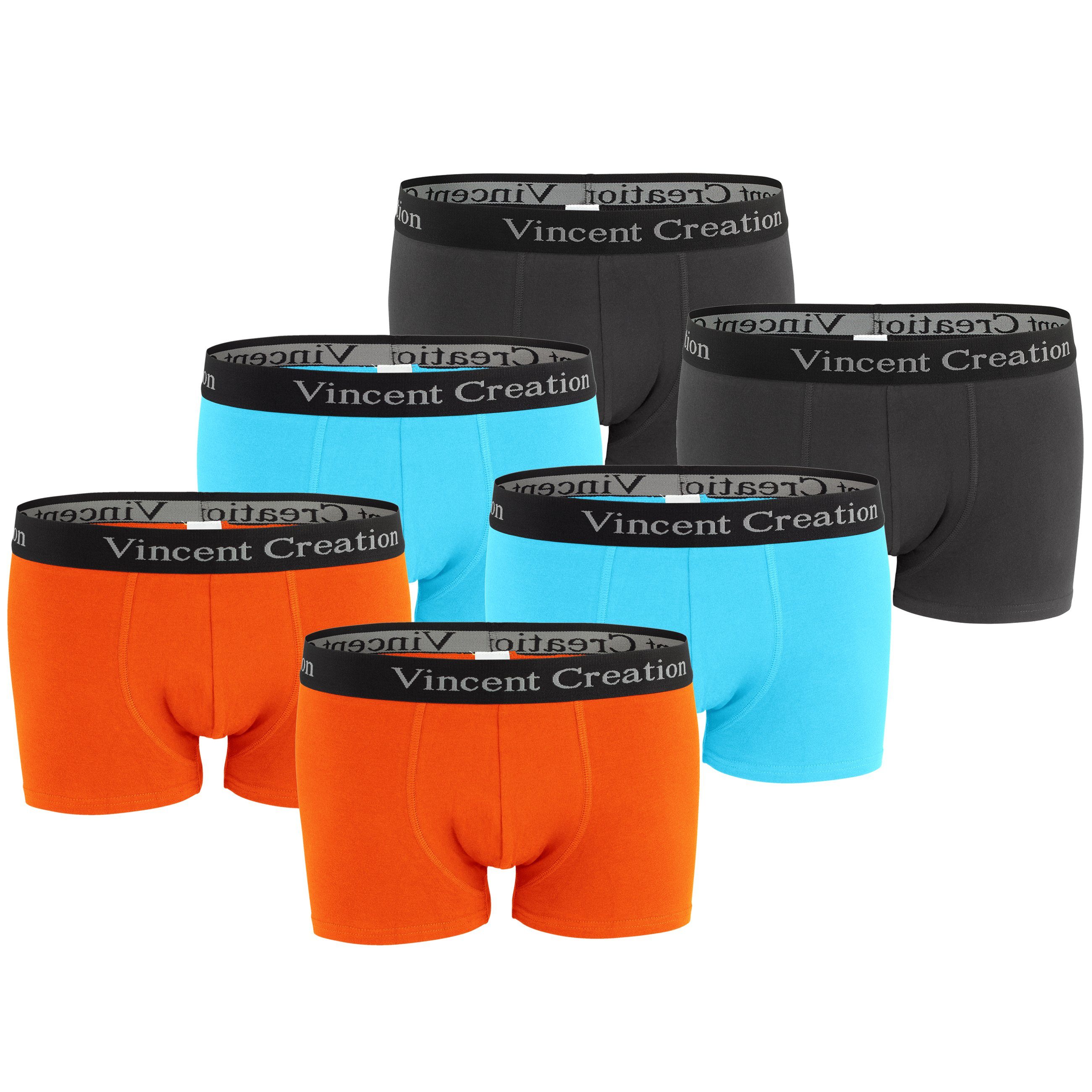 Vincent Creation® Boxershorts (6-St) angenehm stretchiger Baumwollmix orange/türkis/anthrazit