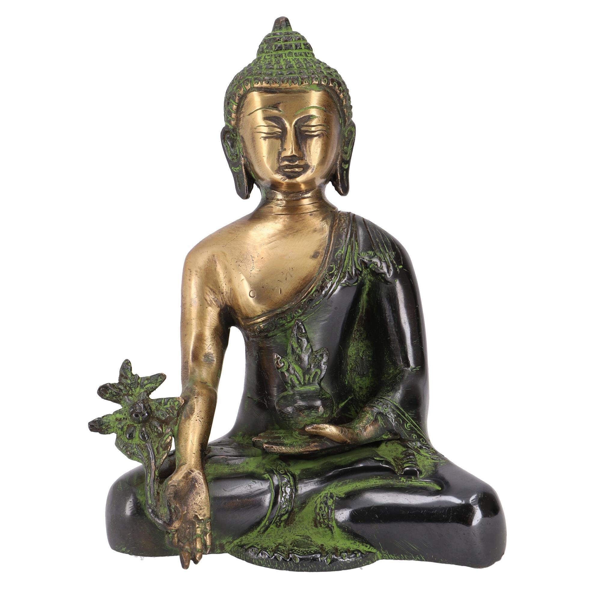 Guru-Shop Buddhafigur Buddha Statue aus Messing Medizin Buddha 18 cm..