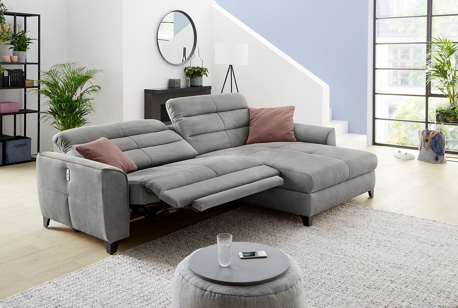 Jockenhöfer Gruppe Ecksofa Double One, 2x mit elektromotorischen breiten, Relaxfunktionen 120cm