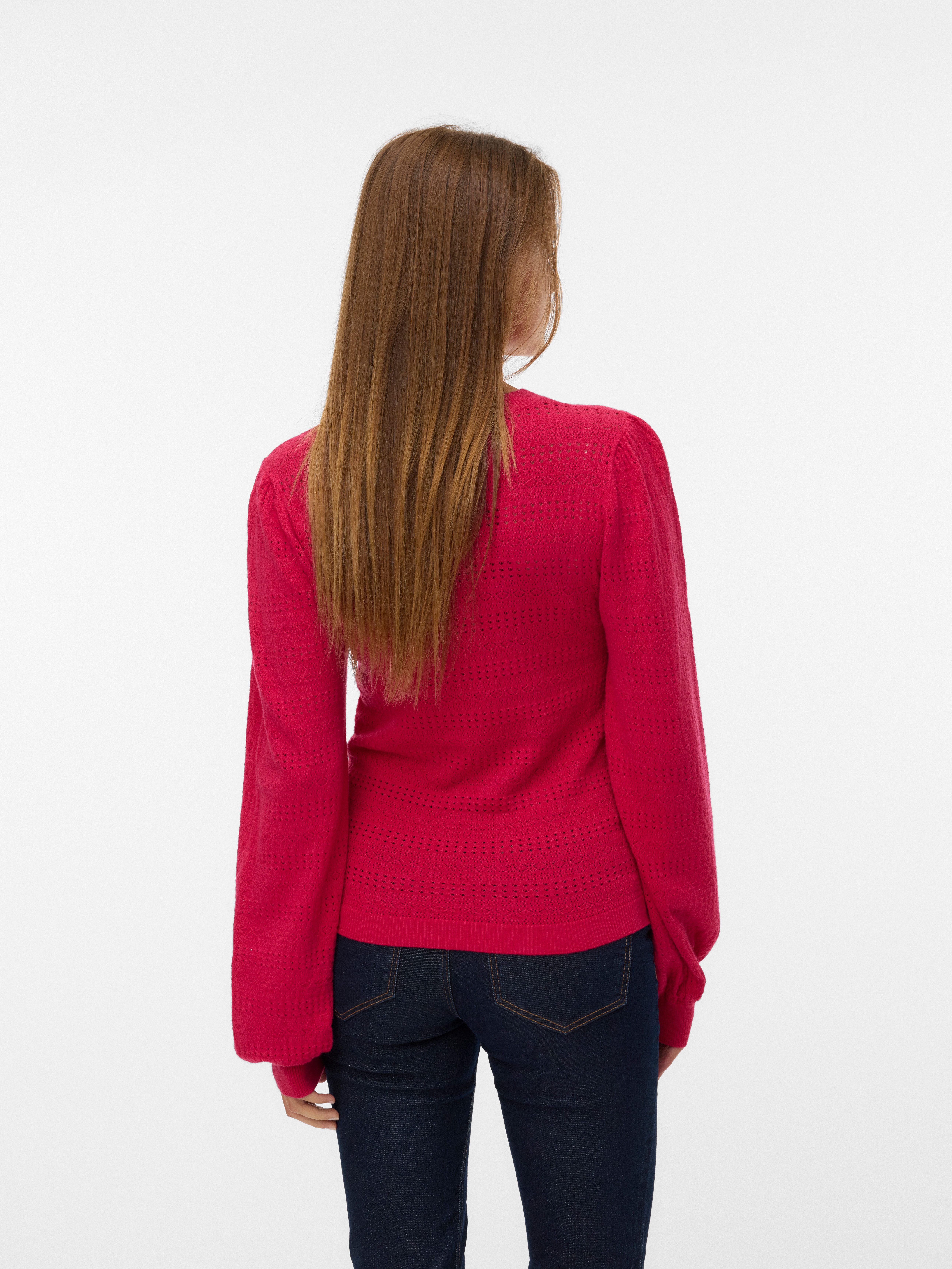 Vero Moda Strickpullover VMLIMONE LS O-NECK PULLOVER BOO mit Lochmuster