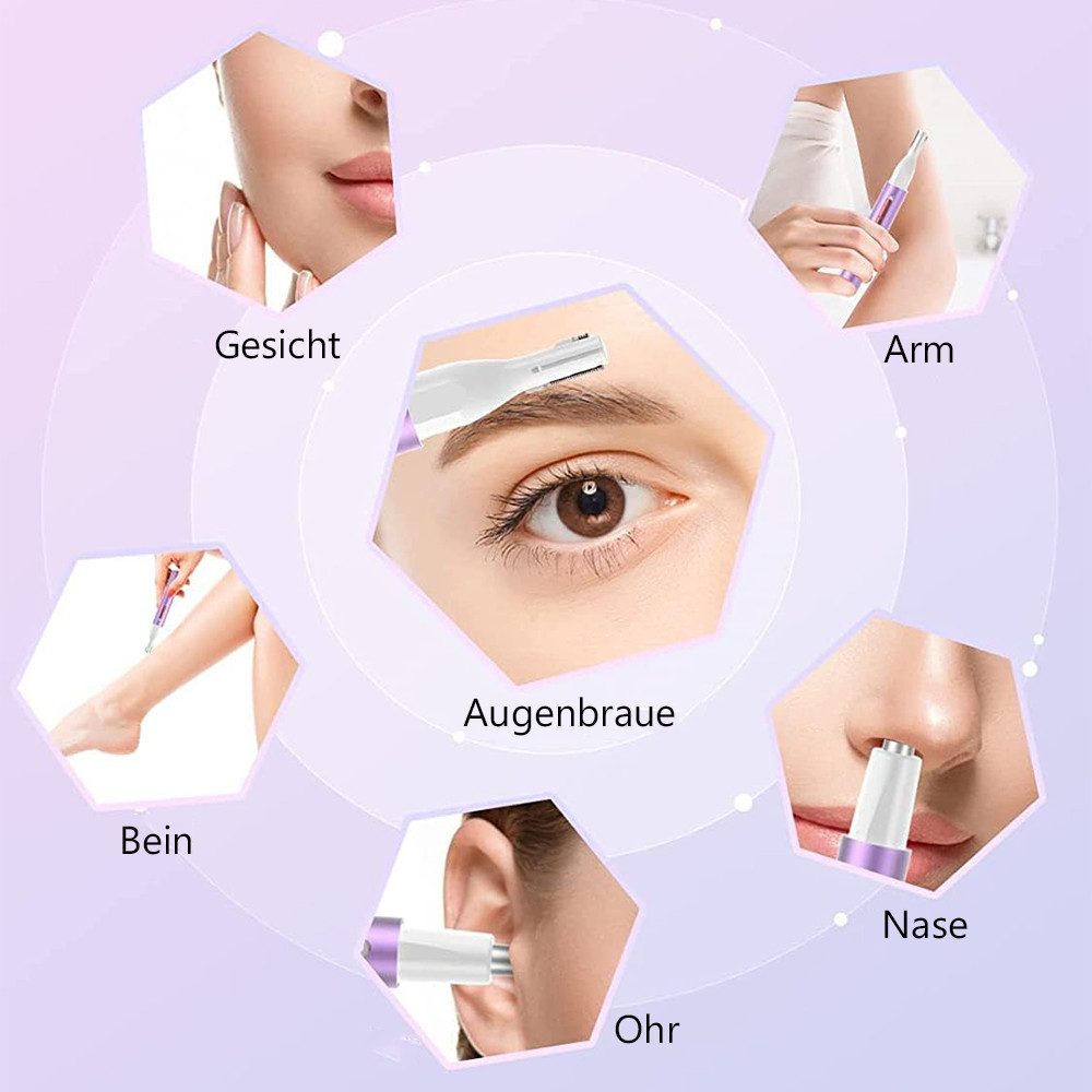 TUWENA Nasenhaartrimmer Nasenhaartrimmer, 2 in 1 Frauen Augenbrauen- und Gesichtshaartrimmer, Für Ohrhaare, Nasenhaare, Augenbrauenhaare und Gesichtsbehaarung