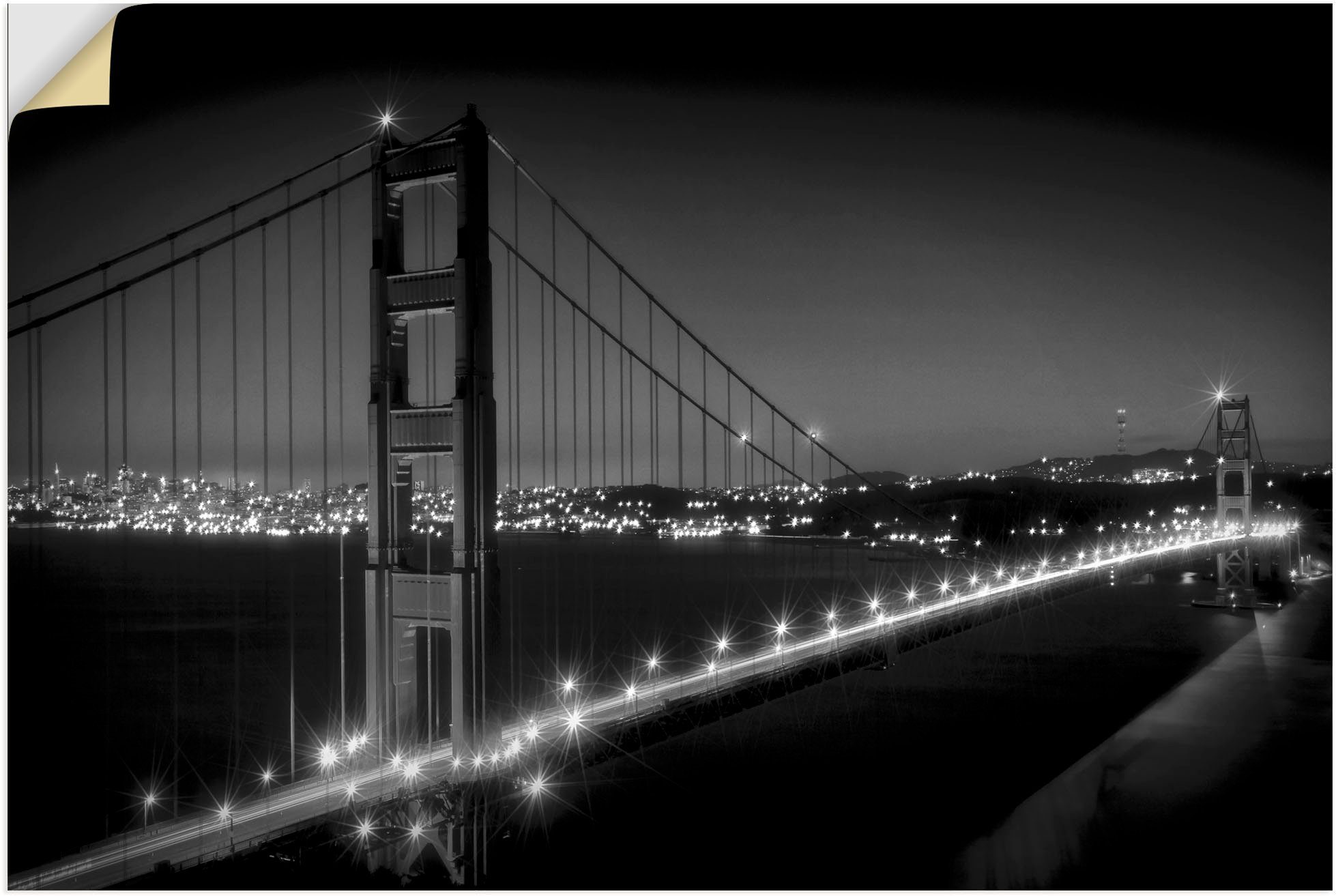 Artland Wandbild »Golden Gate Bridge am Abend«, San Francisco (1 Stück), in vielen Größen & Produktarten - Alubild / Outdoorbild für den Außenbereich, Leinwandbild, Poster, Wandaufkleber / Wandtattoo auch für Badezimmer geeignet-Otto