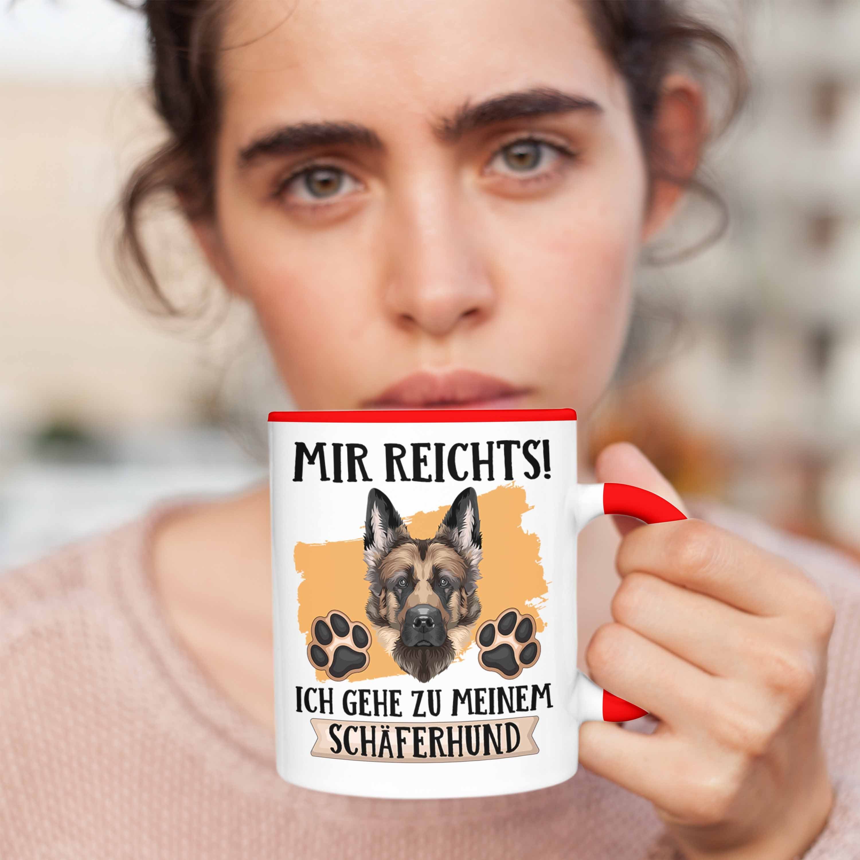 Besitzer Geschenk Lustiger Tasse Spruch Tasse Rot Geschenkidee Trendation Schäferhund R Mir