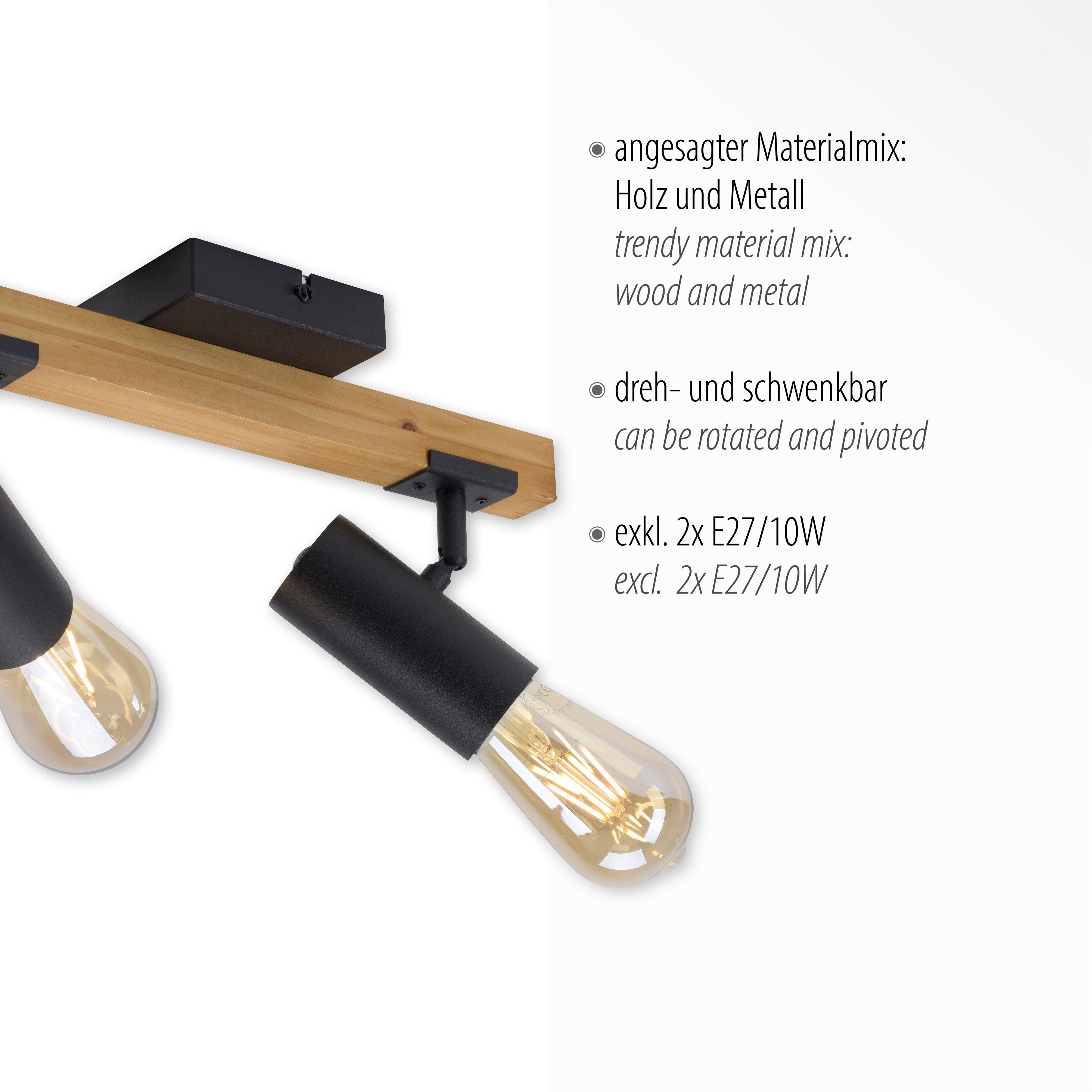 JUST LIGHT Deckenleuchte PILON, ohne Leuchtmittel, ExklusiveE27