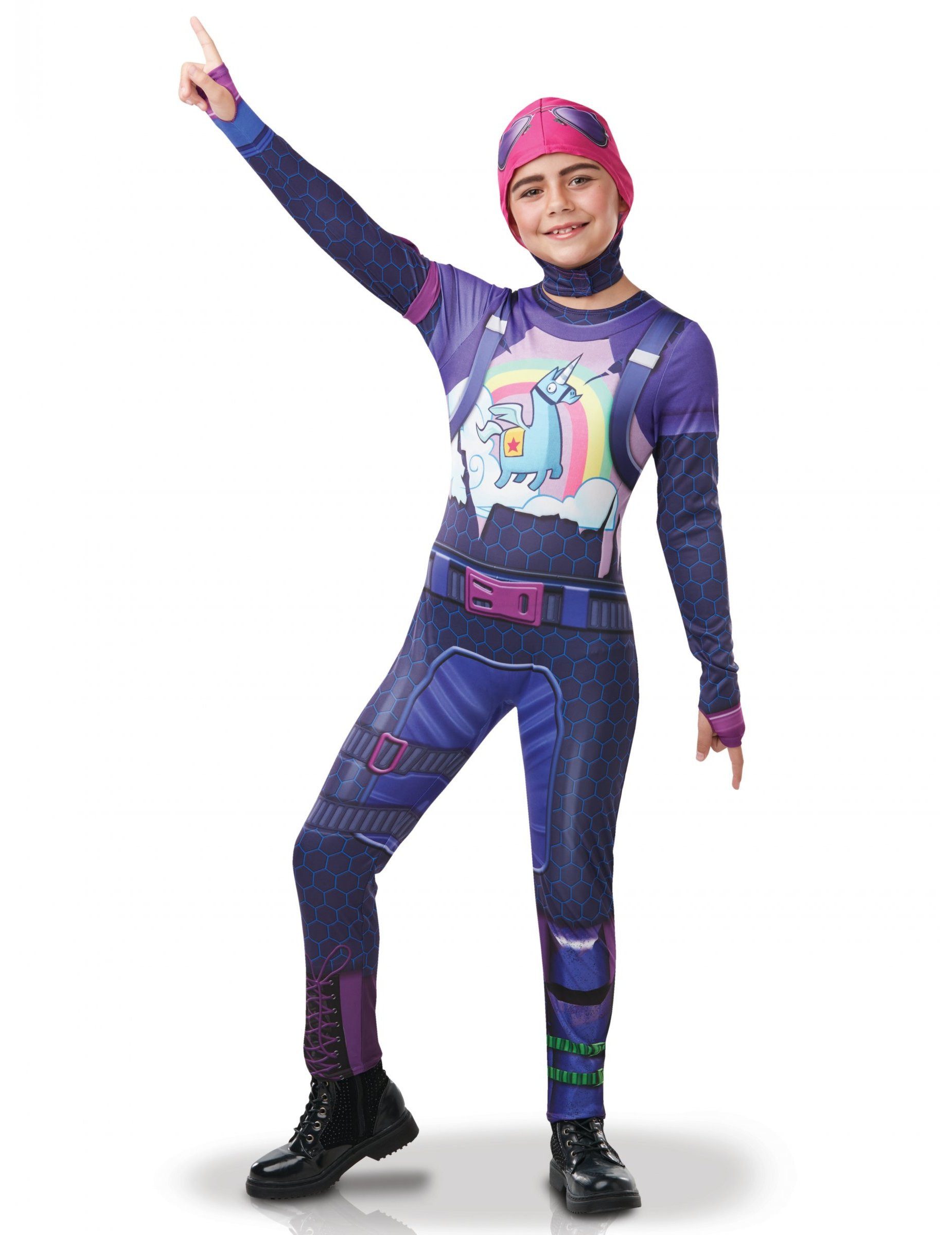 Rubie´s Kostüm Fortnite Brite Bomber-Kostüm für Kinder Faschingskostüm violett-bunt