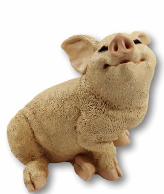 Castagna Tierfigur Dekofigur Tierfigur Schwein Ferkel Schweinchen sitzend natur Kollektion Castagna aus Resin H 19 cm