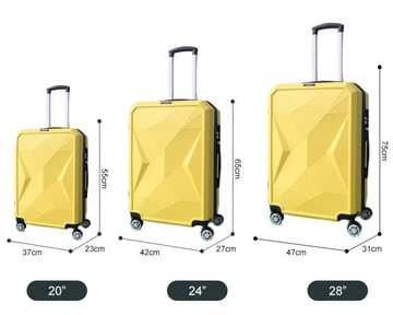 Cheffinger Koffer Reisekoffer 3-teilig Hartschale Trolley Set Kofferset Reisetasche Gelb