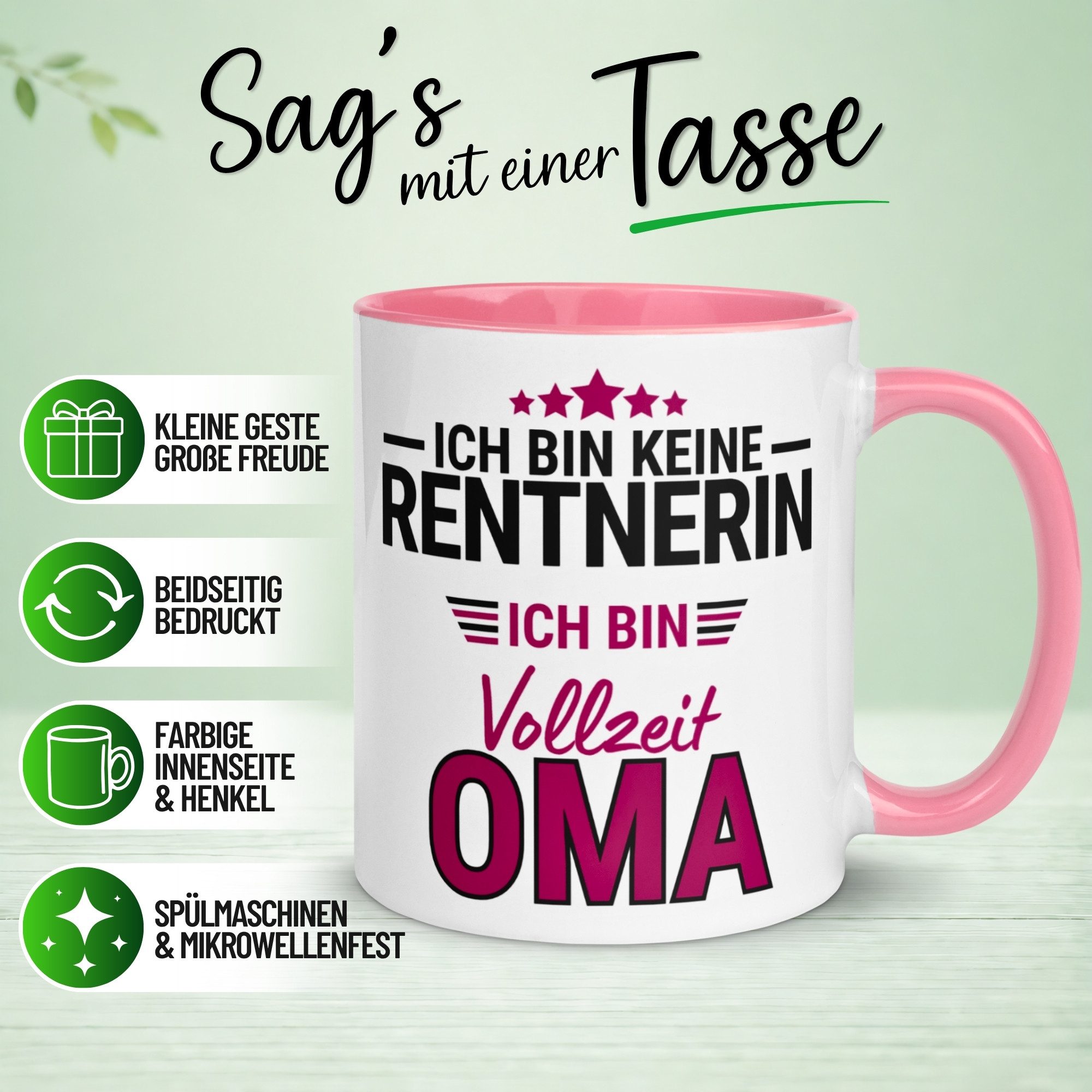 Momentals Tasse Rentnerin – Ich bin keine Rentnerin ich bin Vollzeit Oma – Rente Frau, Gratis Versand · Links-&Rechtshänder · Spülmaschinenfest
