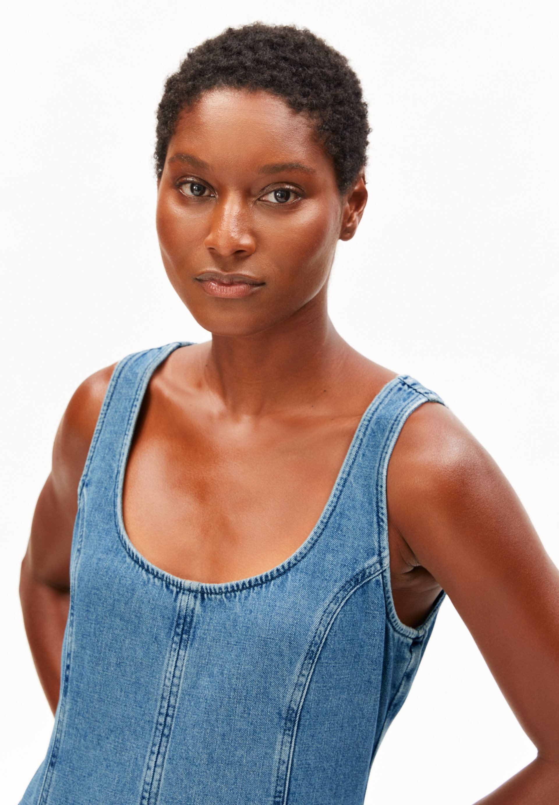 Armedangels Jeanskleid DENIM Bio-Baumwoll Mix Tiefer Rundhalsausschnitt