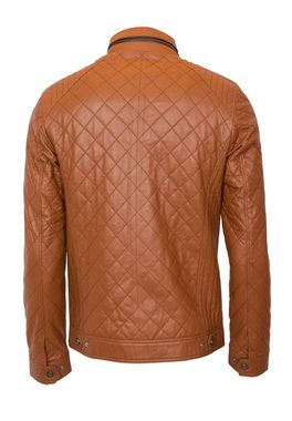 Lolus Lederjacke Jack Cognac Dunkelbraun Sportliche und feine Steppjacke aus Lammnappa Leder