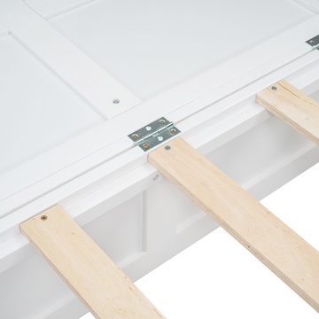 MODFU Stauraumbett Holzbett mit Schubladen am Bettende, Verwandelbare Plattformbetten (mit kleinem Regal an der Seite des Bettes), ohne Matratze