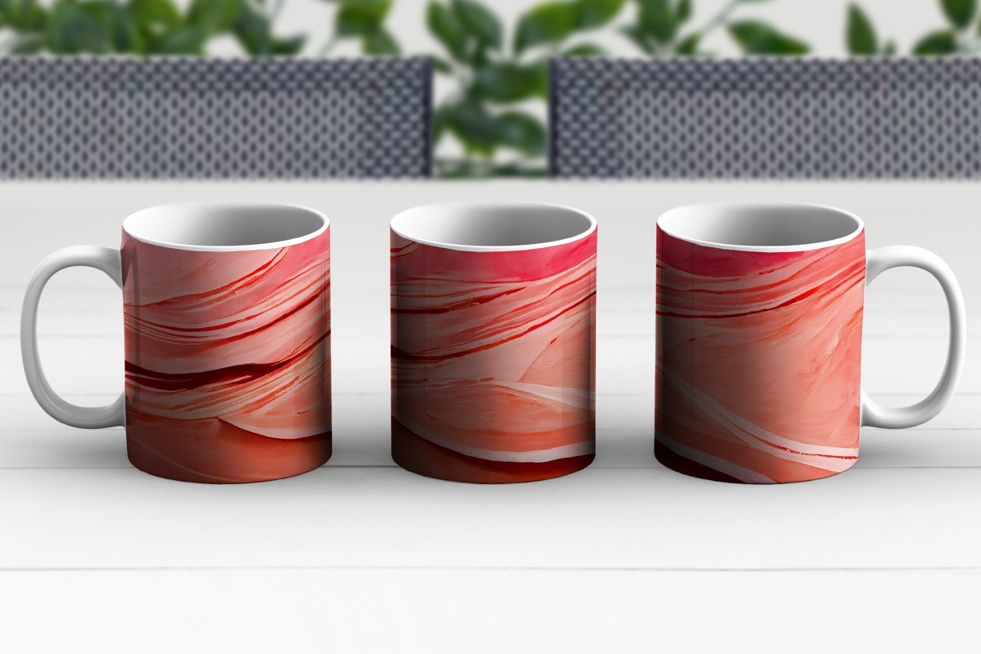 Formen, - Teetasse, Abstrakt MuchoWow Becher, Kaffeetassen, Rosa - Keramik, Tasse Teetasse, - Geschenk Pastell