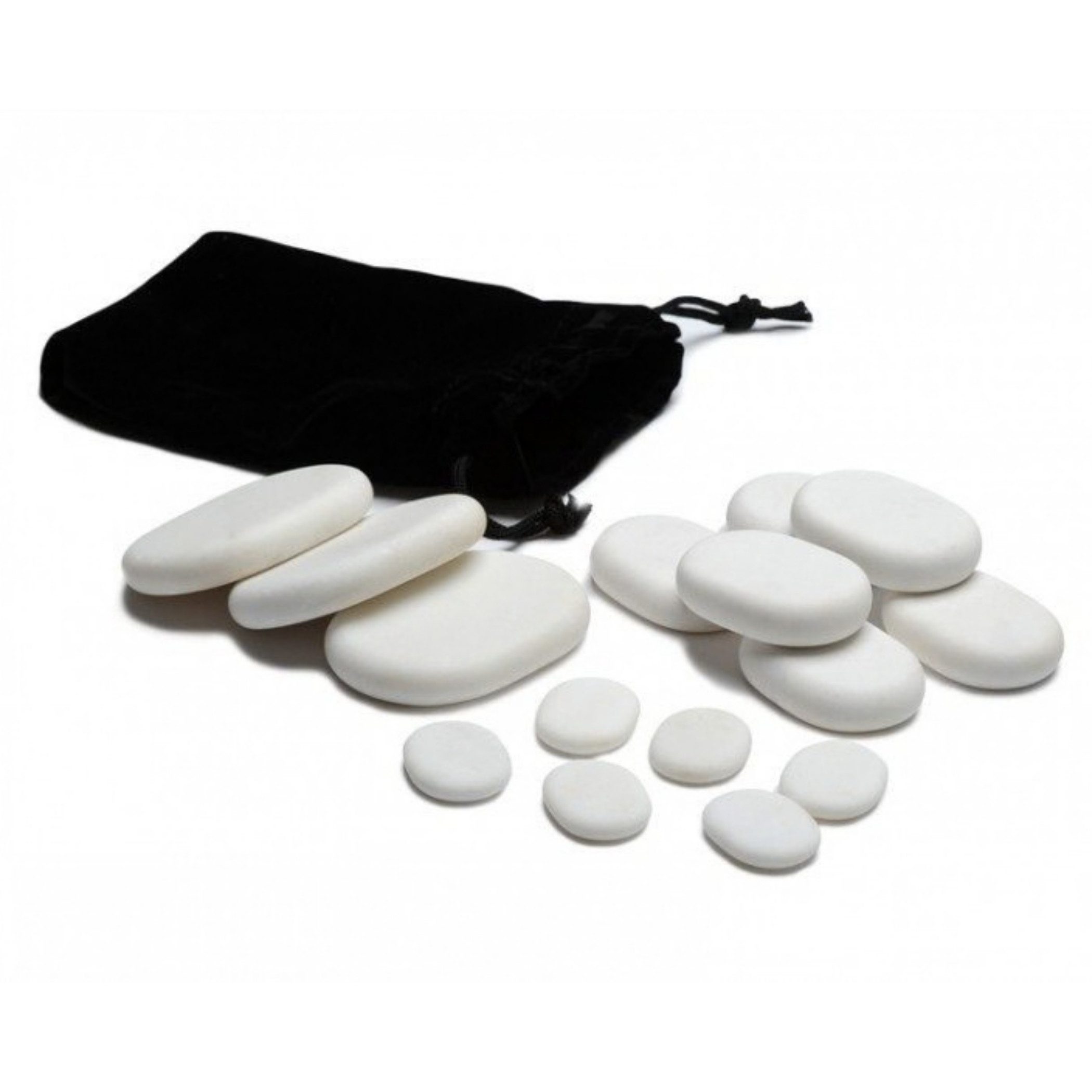 Habys Massageliege Hot Stone Massagestein-Set, 15-teilig, aus weißem Marmor