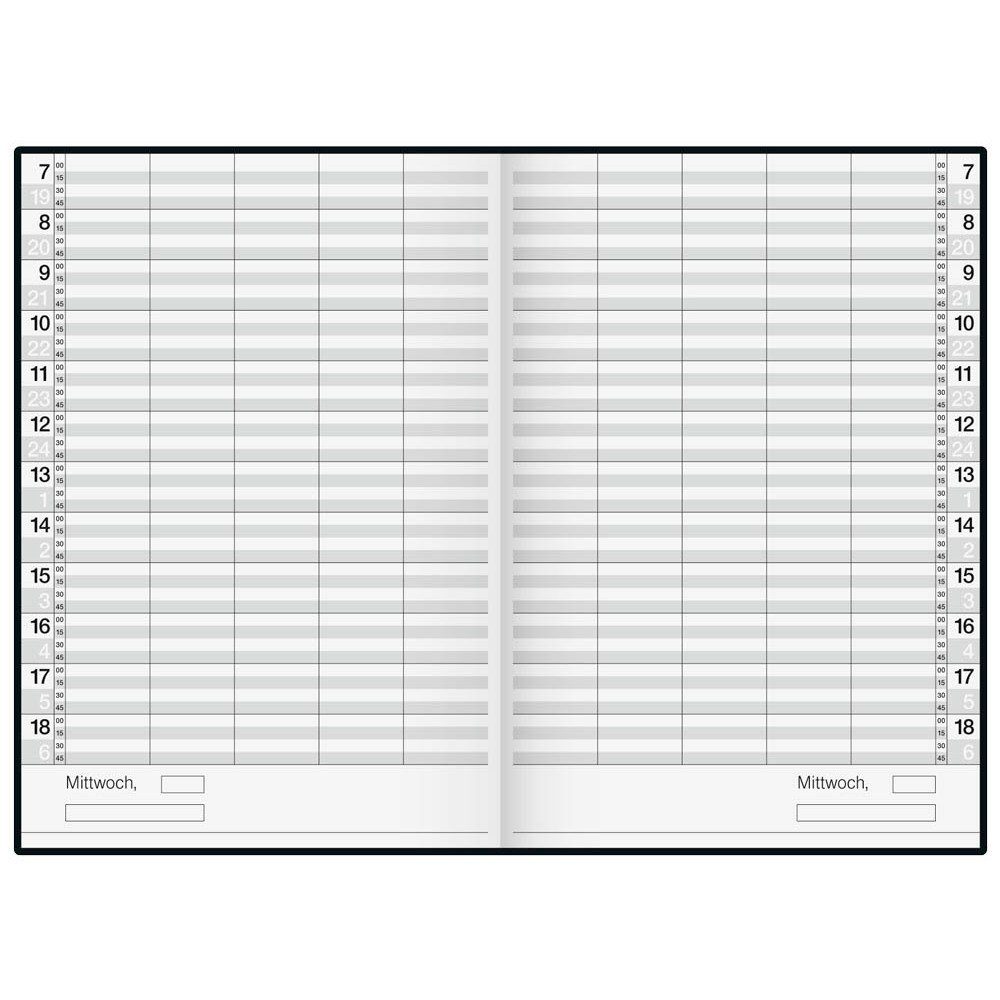 RIDO Buchkalender 1 Reservierungsbuch A4 JAHRESUNABHÄNGIG 1T=2S 24std.-Eintlg