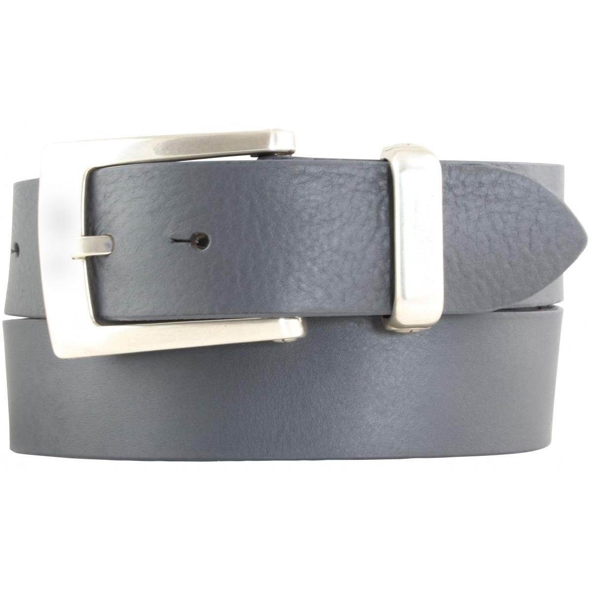 BELTINGER Ledergürtel Designer-Gürtel aus Vollrindleder mit Metall-Schlaufe 4 cm - Jeans-Gür Dunkelgrau, Silber