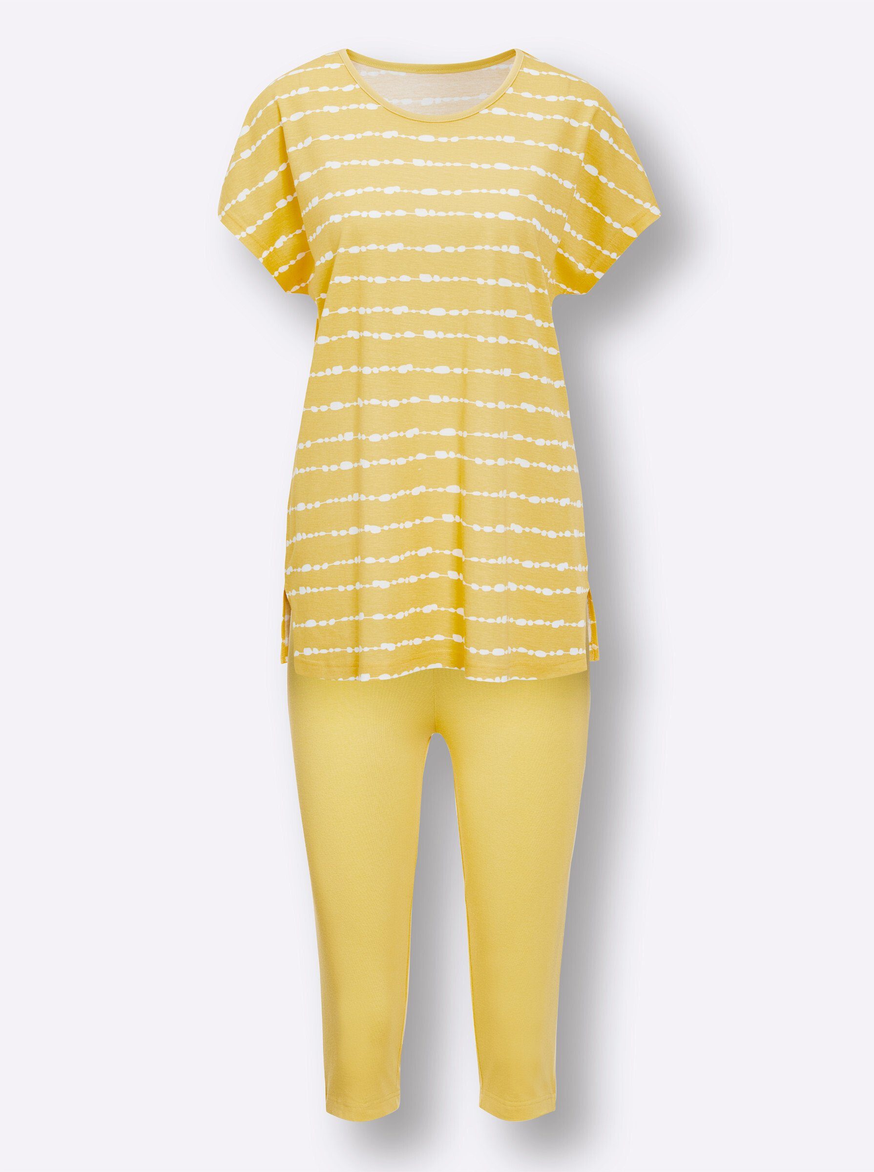 WEIDEN gelb-weiß-gestreift Schlafanzug WITT