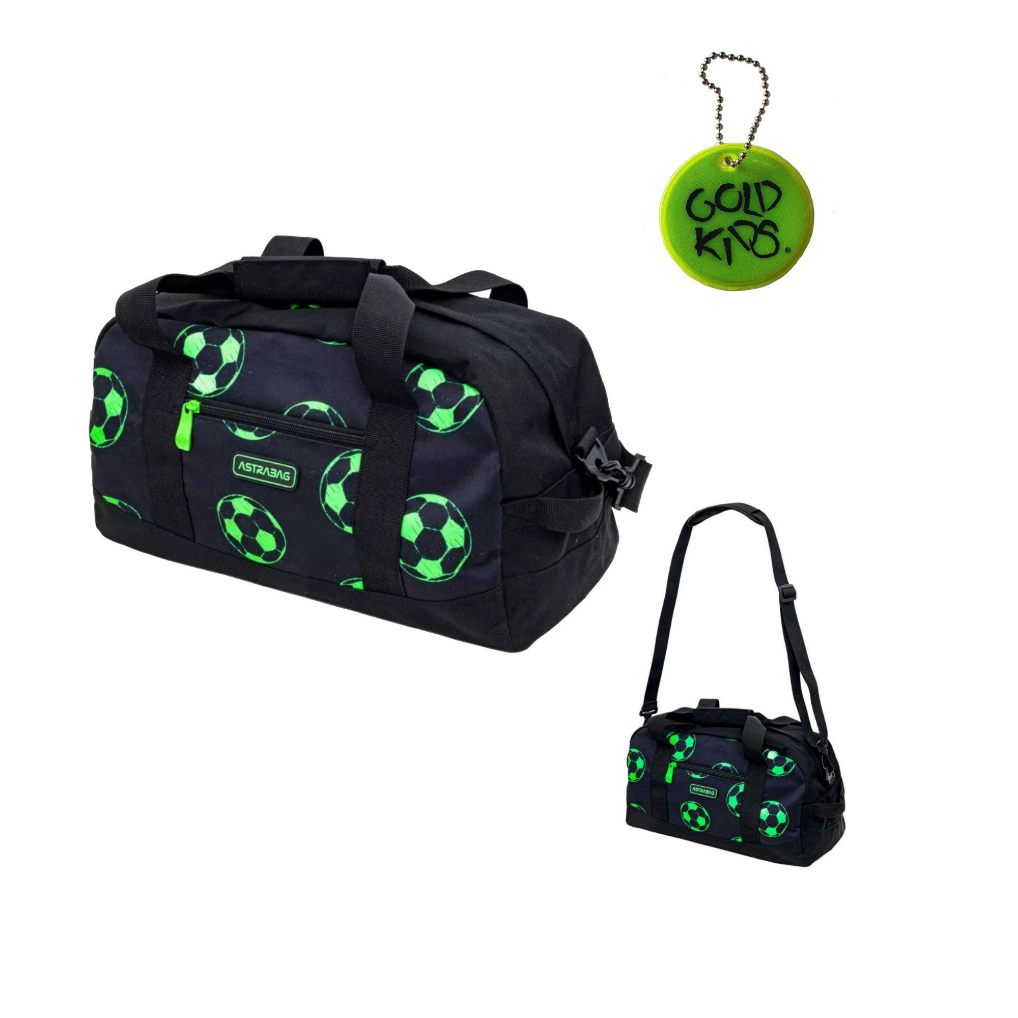 GOLDKIDS Sporttasche Kinder für Mädchen & Jungen - (Umhängetasche mit Fußball Motiv, 1-tlg., - Schwimmtasche mit verstärktem Boden), - Trainingstasche 40 cm x 22 cm x 20 cm