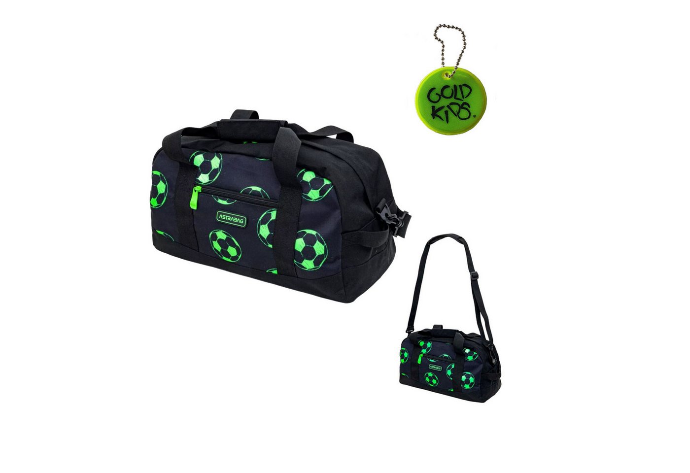 GOLDKIDS Sporttasche Kinder für Mädchen & Jungen - (Umhängetasche mit Fußball Motiv, 1-tlg., - Schwimmtasche mit verstärktem Boden), - Trainingstasche 40 cm x 22 cm x 20 cm