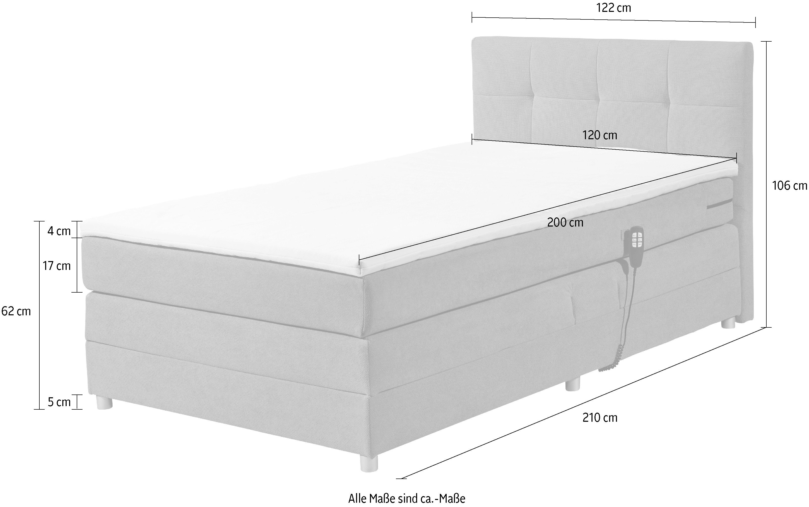 ED EXCITING DESIGN Boxspringbett Toulouse B, inkl. Motor